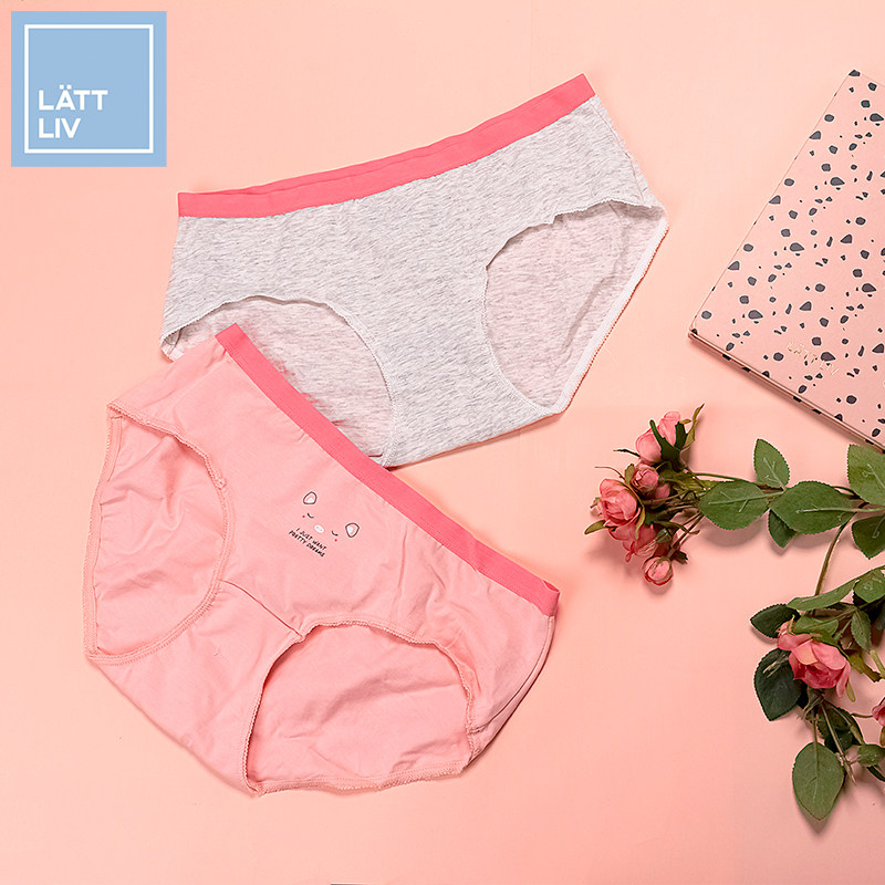 LATTLIV Living no worries South Korean Flying Sky Lady Briefs 2 strips of full cotton crotch Antibacterial breathable comfort