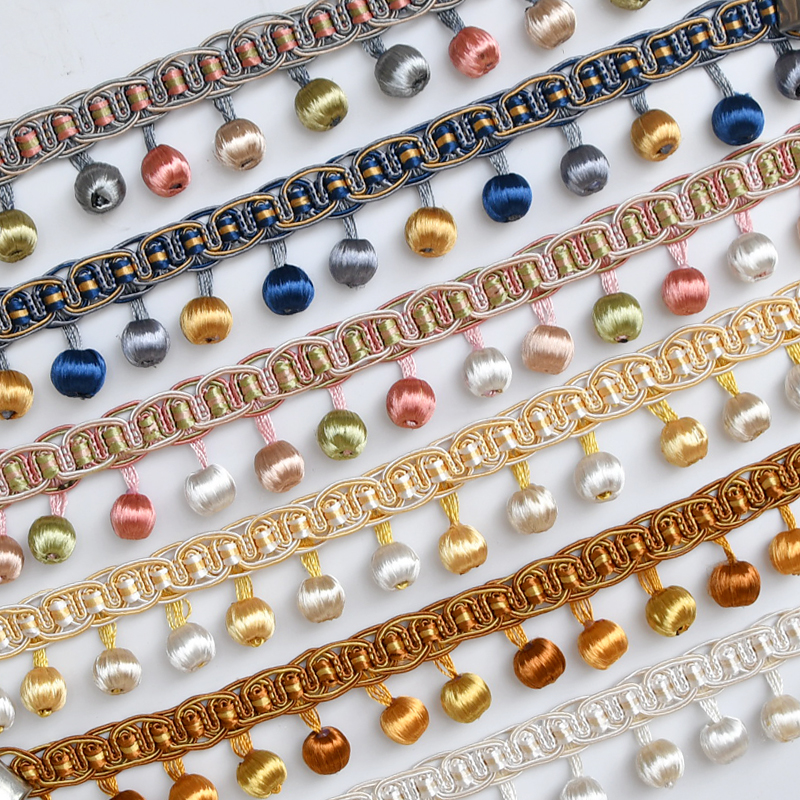 Sky River lace Chinese style minimalist spot curtains lace small wood beads Kit silk New products accessories Accessories Sofa Home