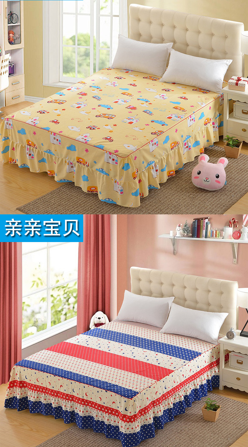 Lãng mạn bông cổ tích váy in giường bông khăn trải giường lanh đúp Simmons bảo vệ pad - Váy Petti ga giường viền họa tiết