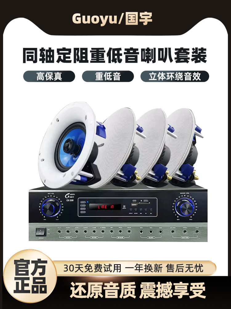 Guoyu Coaxial Fixed-Resistance Ceiling Speakers Ceiling-Mounted Speakers Home Subwoofer Surround Sound