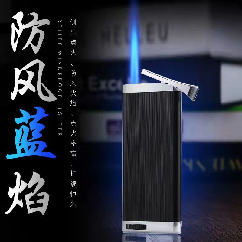 Upscale inflatable ultra-thin windproof lighter men personality straight flush red firework cigarette lighter custom lettering boyfriend