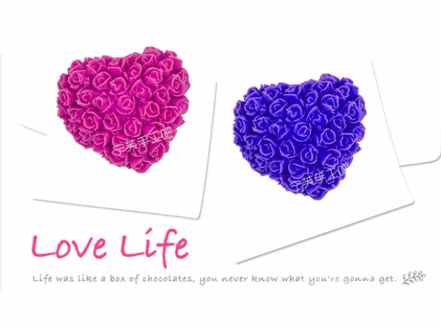 Khuôn sô cô la fondant fondant hình trái tim bó hoa hồng khuôn tự làm xà phòng handmade silicone khuôn an toàn và không độc hại khuôn bánh silicon