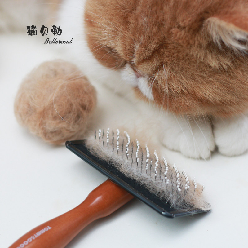 Japanese coco wood handle with floating point to hair-needle comb Pets with hair removing hair remover to float fur long hair small size and short