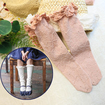 South Koreas new girl socks spring and autumn thin lace jacquard Princess stockings Joker childrens socks