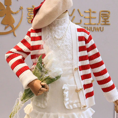 Осенний комплект, свитер, военно-морской кардиган, детская юбка, коллекция 2021