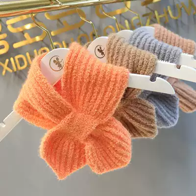 Girls' Bib 2020 Winter Women's Baby Gundy Color Hairy Cross Warm Hair Cross Warm Children's Fashion Scarf