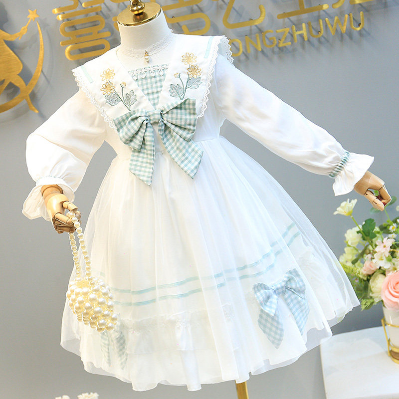 Girls Lolita Princess Dress 2022 Spring and Autumn New Embroidered Little Girl Children's Birthday Performance Dress