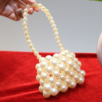 diy handmade beads small red book girl pearl bag temperament Hand bag loose beads woven fashionable bag