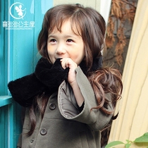 Childrens scarf autumn and winter New Cross imitation rabbit hair collar solid color warm Princess Joker Korean tide girl bib