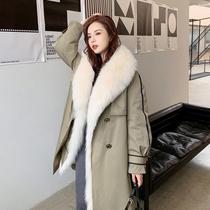 2020 winter new temperament fox hair windbreaker Parker coat female medium-long otter rabbit hair liner fur coat