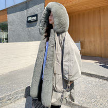Parker clothing womens winter 2020 new loose thin mid-long otter rabbit fur grass liner detachable coat jacket