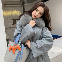 Fox hair collar Otter rabbit fur grass liner Parker coat womens 2020 winter new belt loose thin atmosphere