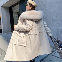 Waist Parker dress female mid-length 2020 winter new otter rabbit hair detachable liner young fur coat