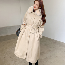 2020 winter new detachable otter rabbit hair liner windbreaker Parker coat womens long over-the-knee temperament profile