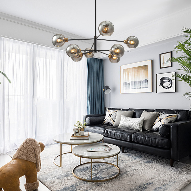 Nordic Black Glass Magic Bean Molecular Lamp Ins Wind Light Lavish Bedroom Living Room Dining Room Chandeliers Modern Minimalist Lamps