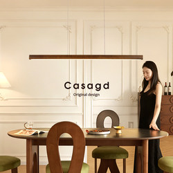 Natural Wood Style Restaurant Chandelier Walnut Color Eye-Protecting Japanese Retro Linear Long Dining Table Bar Counter Lighting Casagd