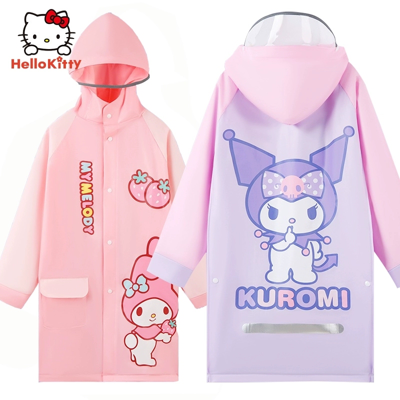 Sanrio Kuromi Children's Raincoat, Rainproof and Thickened, Specially Designed for Middle School Students and Children to Wear to School, Mid-Length Full-Body Rain Poncho Sanrio Kuromi Children's Raincoat, Rainproof and Thickened, Specially Designed for Middle School Students and Children to Wear to School, Mid-Length Full-Body Rain Poncho
