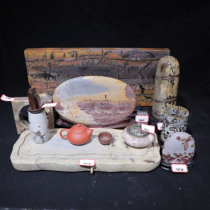 There are many pieces of grass flower stone chic stone boutique country painting stone pendulum piece appliance Chinese style living room decoration feng shui family residence ornament