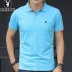 Playboy Áo thun ngắn tay nam T máu mùa hè Đầm nửa tay áo nam Xu hướng cơ thể Lapel Polo Áo aso polo Polo