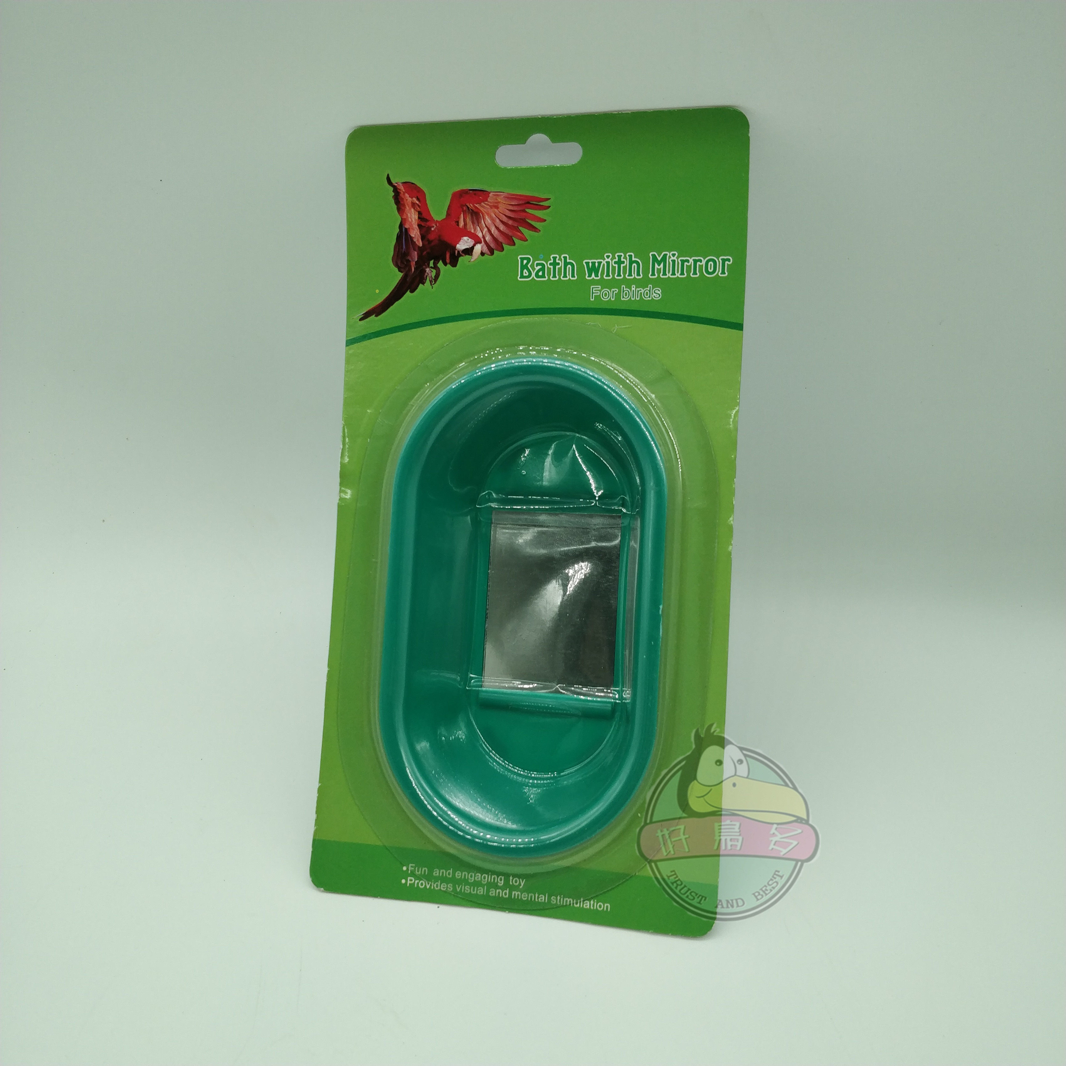 A small parrot shower bath tub toy mirror with a mirror with a shower tub suitable for hu peoningbird