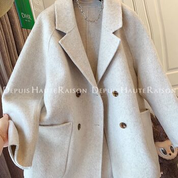 Dhr high-end temperament suit double-sided wool coat