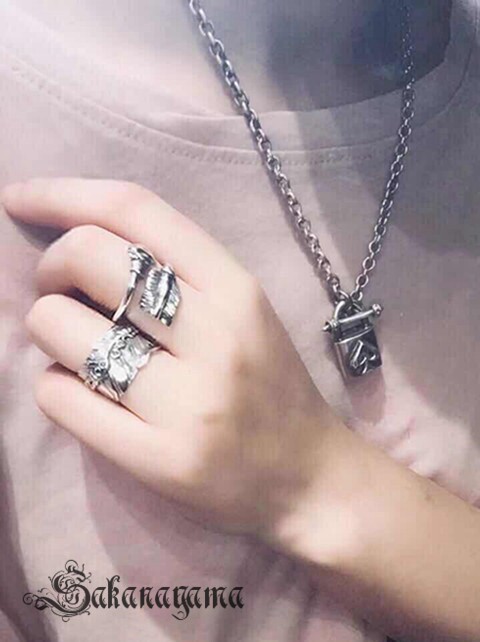 Серебряное ожерелье 莲鱼山 gyosan 摇滚黑桃南京锭锁炼重磅925纯银项链男士重磅银饰
