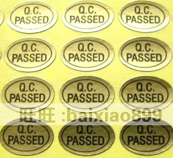 Golden QC tag Q C tag Q C PASSED tag Self-adhesive label quality check 15 sheets 2700 packets