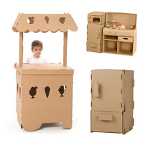 Childrens Carton House handmade cardboard kitchen refrigerator promotion table kindergarten coloring washing machine car
