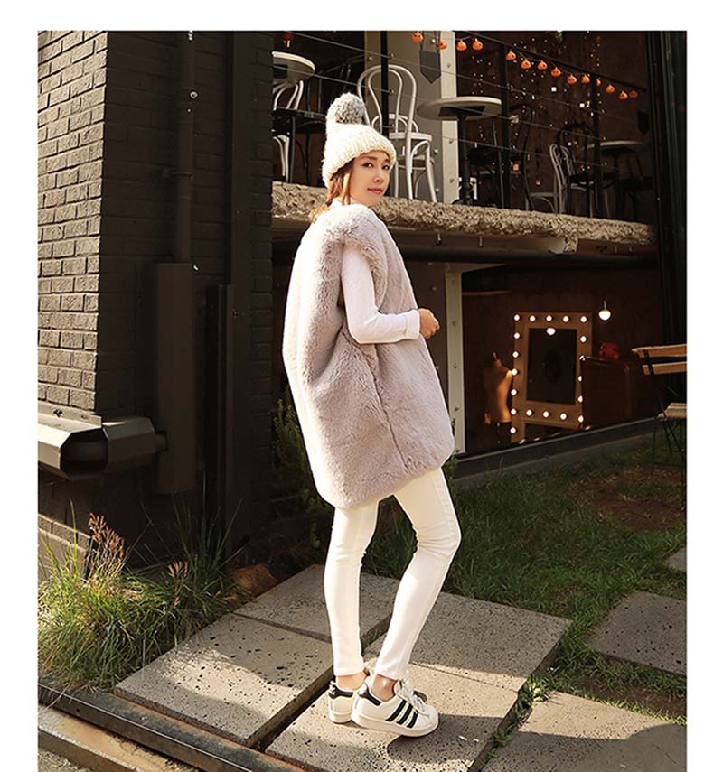 2017 phiên bản Hàn Quốc mới của áo vest lông nữ dài phần lông một bộ vest sang trọng thỏ cashmere áo len lông thú áo khoác da lộn lót lông nữ