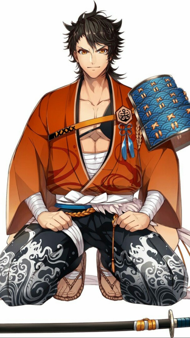 Hot Spring A Long Ozau Guiji Sword Ragged Cos and Win-legged pants Men's Gradual Print