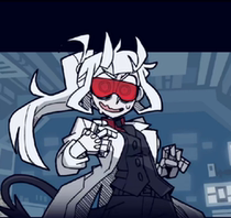 Hot spring long-distance Laboratory put sister King Asar fallen angel cos white coat black vest custom tail