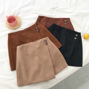 Váy len nữ 2018 thu đông phiên bản mới của Hàn Quốc đơn giản màu rắn eo cao hoang dã một từ quần short ống rộng quần boot