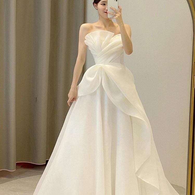 French-Style Strapless Light Wedding Dress 2026 New Bride Travel Photoshoot Simple White Veil Going-Out Dress Forest-Style Light Luxury Dress 117 French-Style Strapless Light Wedding Dress 2026 New Bride Travel Photoshoot Simple White Veil Going-Out Dress Forest-Style Light Luxury Dress 117
