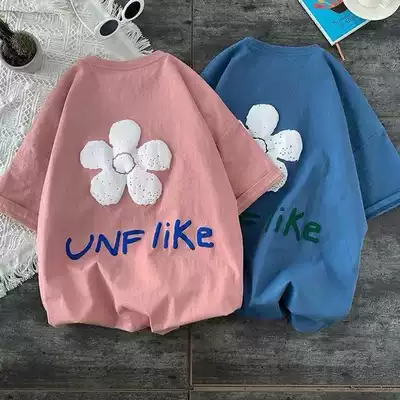 Girls summer short-sleeved T-shirt 2021 summer Korean version of the new Tong foreign pie Net red loose cotton coat tide