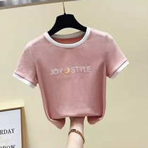 Girls short sleeve summer T-shirt 2021 New Korean version of slim cotton student fashion Children girl base shirt