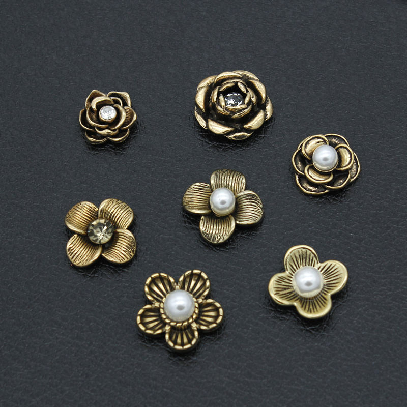 Diy jewelry accessories alloy flowers retro diamond imitation pearl accessories patches homemade ear hair accessories clothing accessories