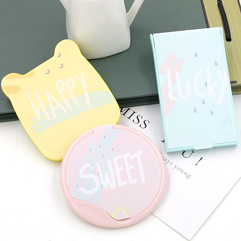 Small fresh folding with comb small mirror portable makeup mirror portable small makeup mirror ins illustration plastic mirror