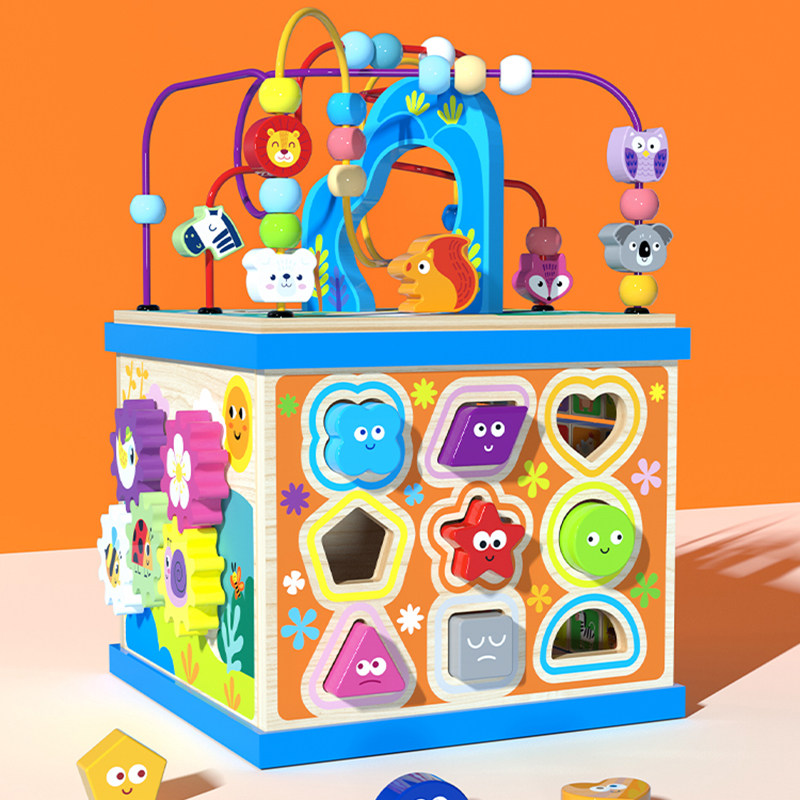 Baby wrap around Pearl Baobao baby boy three years old teaching eight faces woody fun 2-3-year-old polyhedron puzzle toy