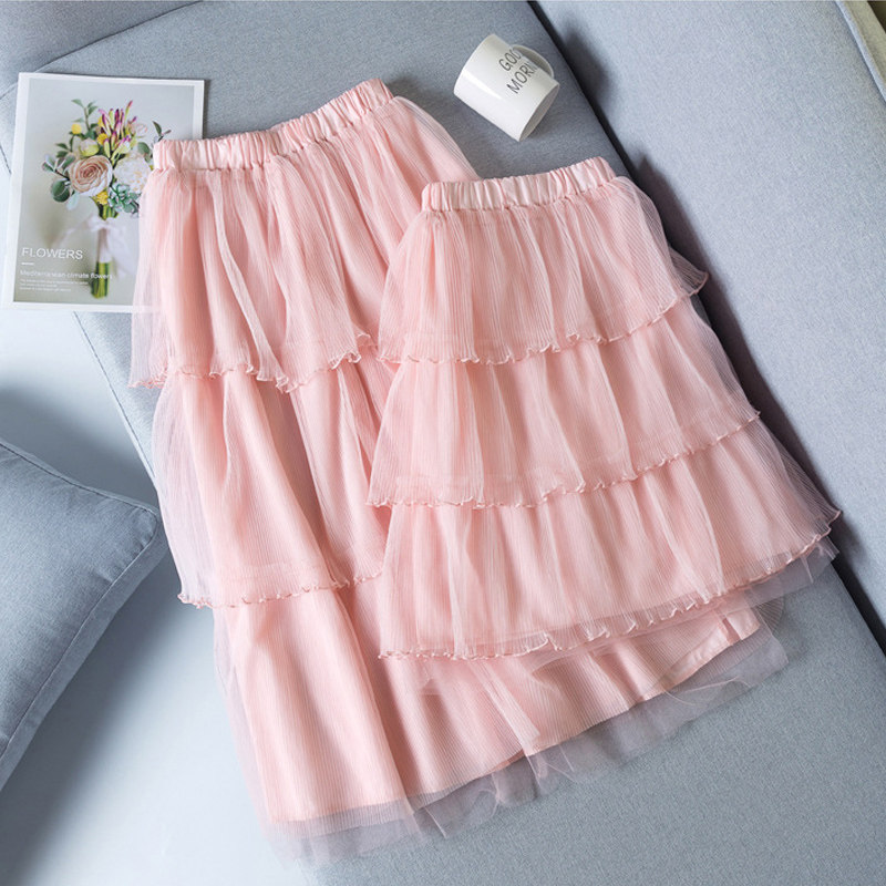 Girl's half-body dress 2022 spring autumn new CUHK Scout dress with long version of children half-skirt foreign pie cake dresses