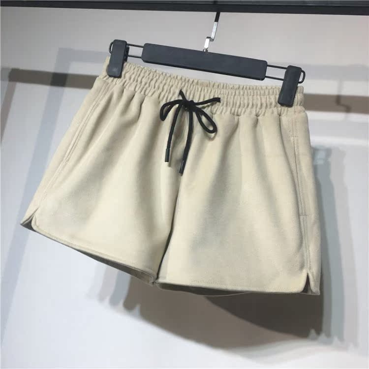 Mát mẻ 2018 thu đông nhung mới quần short nữ phiên bản Hàn Quốc của quần thun lưng cao rộng rộng chân rộng quần ống rộng thời trang nữ 2021