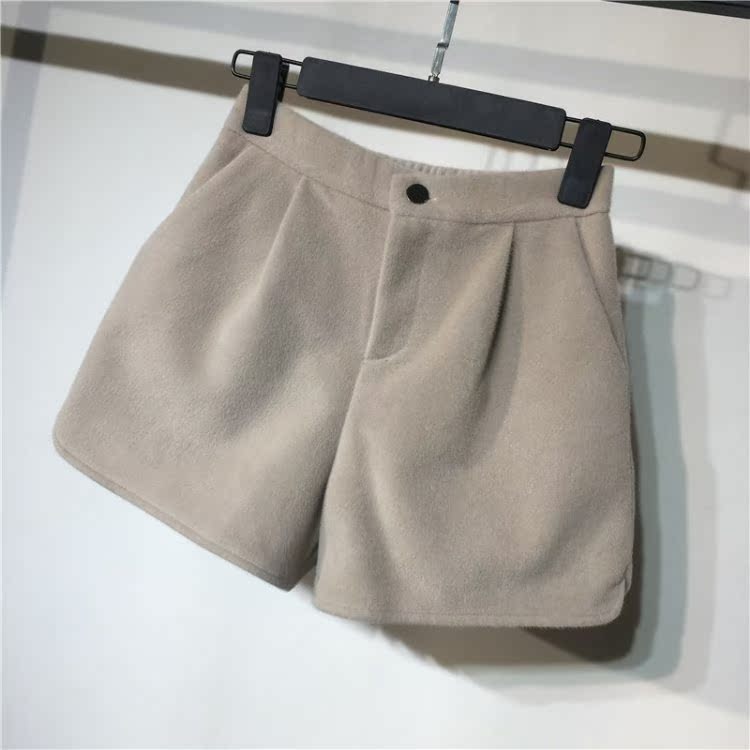 Mát mẻ nước mát mùa đông bờm một khóa quần short eo cao nữ phiên bản Hàn Quốc mặc quần ống rộng quần ống rộng chân quần thủy triều quần áo nữ đẹp