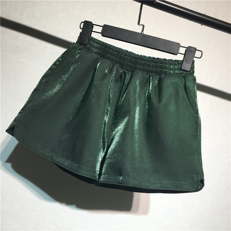 Mát mẻ lười biếng cao eo nhấp nháy thể thao quần short nữ mùa hè 2018 mới thường hoang dã nóng quần lỏng rộng chân quần đồ công sở nữ