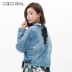 COCO DEAL Phụ nữ Nhật Bản băng thông ngọt ngào áo khoác ngắn denim áo khoác ngắn 3814002 - Áo khoác ngắn Áo khoác ngắn