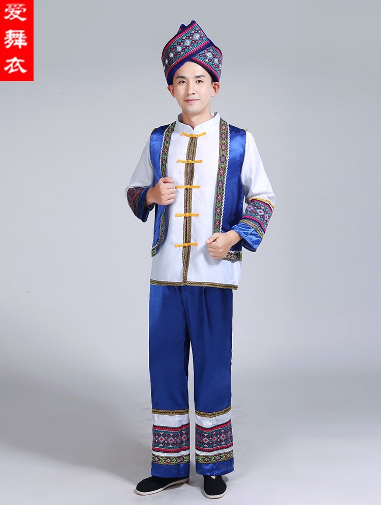 Trang phục khiêu vũ nam Zhuang mới trang phục dân tộc thiểu số Miao trang phục biểu diễn cucurbit quần nam đẹp