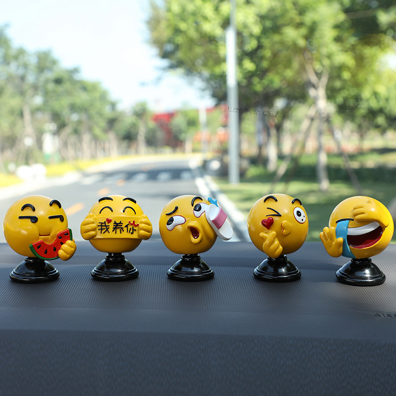 Trendy Car Interior Bobblehead Doll, Personalized and Creative, Cute Car Emoji, Car Dashboard Decoration Accessory