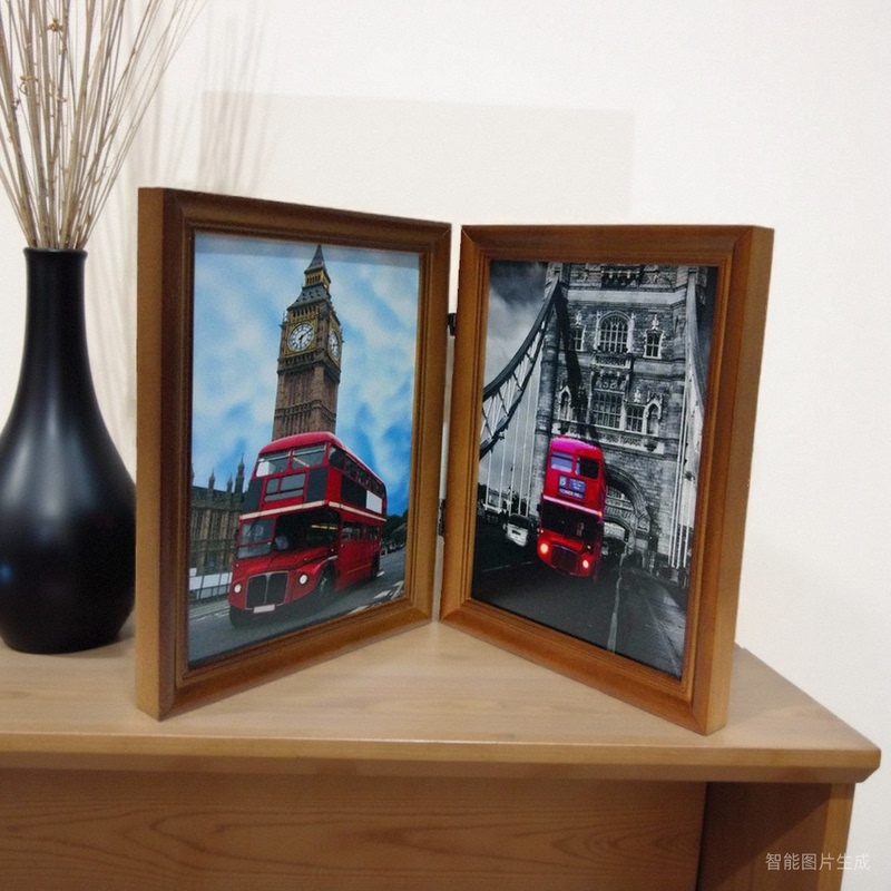 European-Style Solid Wood Combination Photo Frame Two-Panel Folding Screen 6 7 8 10inch A4 Hinge Family Portrait Frame 