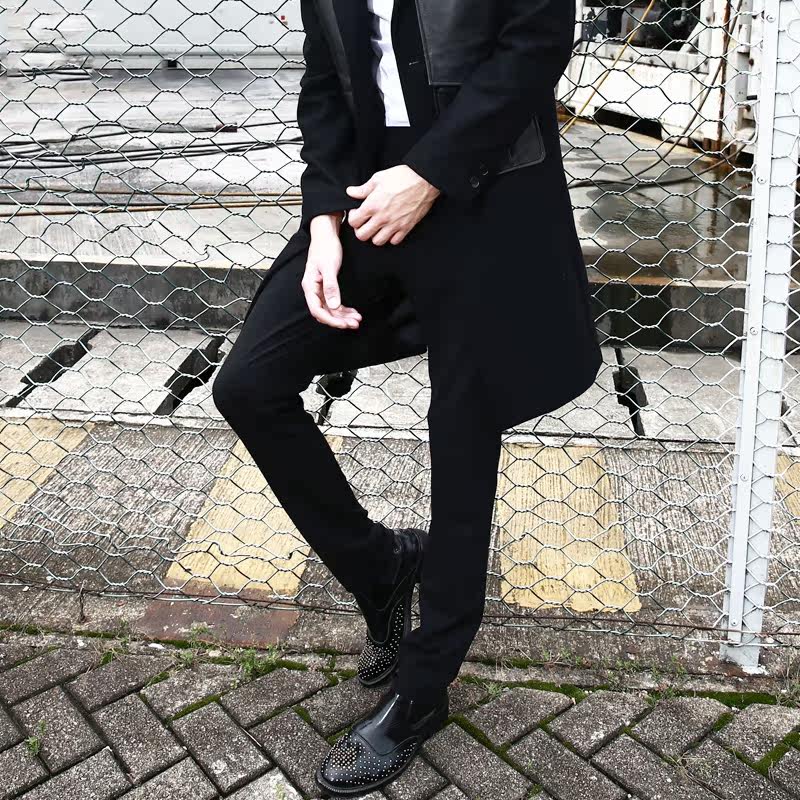 孚咖先生男士羊毛修身锥形小脚西裤男舒适休闲裤子羊毛休闲裤西裤