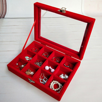  Flannel jewelry box Small capacity transparent simple earrings earrings necklace bracelet jewelry box dust-proof jewelry storage box