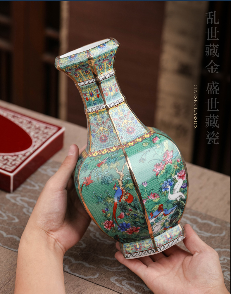 Jingdezhen ceramic vase porch place archaize up with colored enamel porcelain antique collection square old items