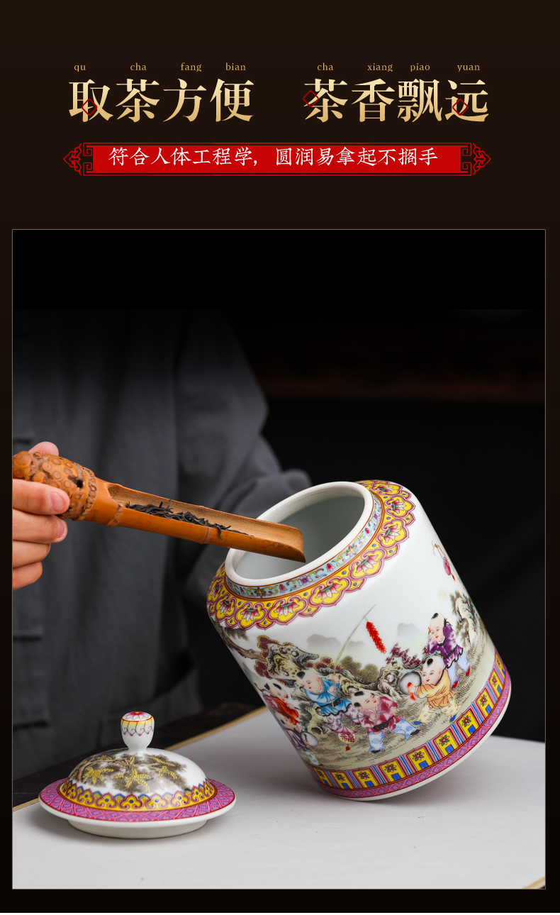 Jingdezhen pu 'er tea pot of white tea to wake receives checking ceramic straight small jar with cover POTS of household